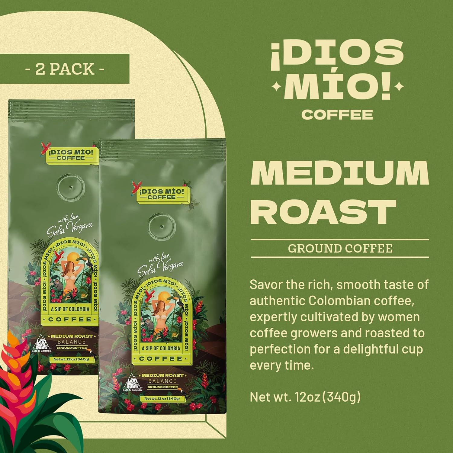 Medium Roast, Ground, 12 Oz bag, Packx3