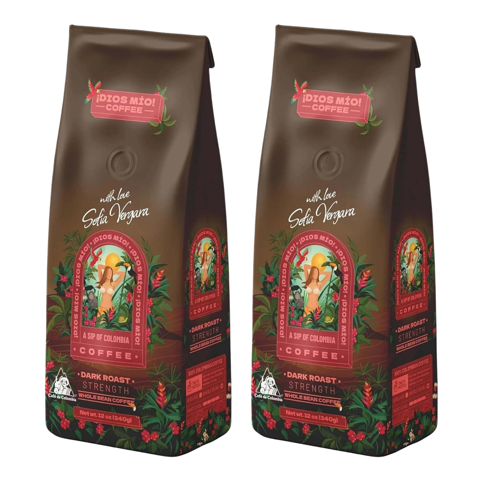 Dark Roast, Whole Bean, 12 Oz bag, Packx2