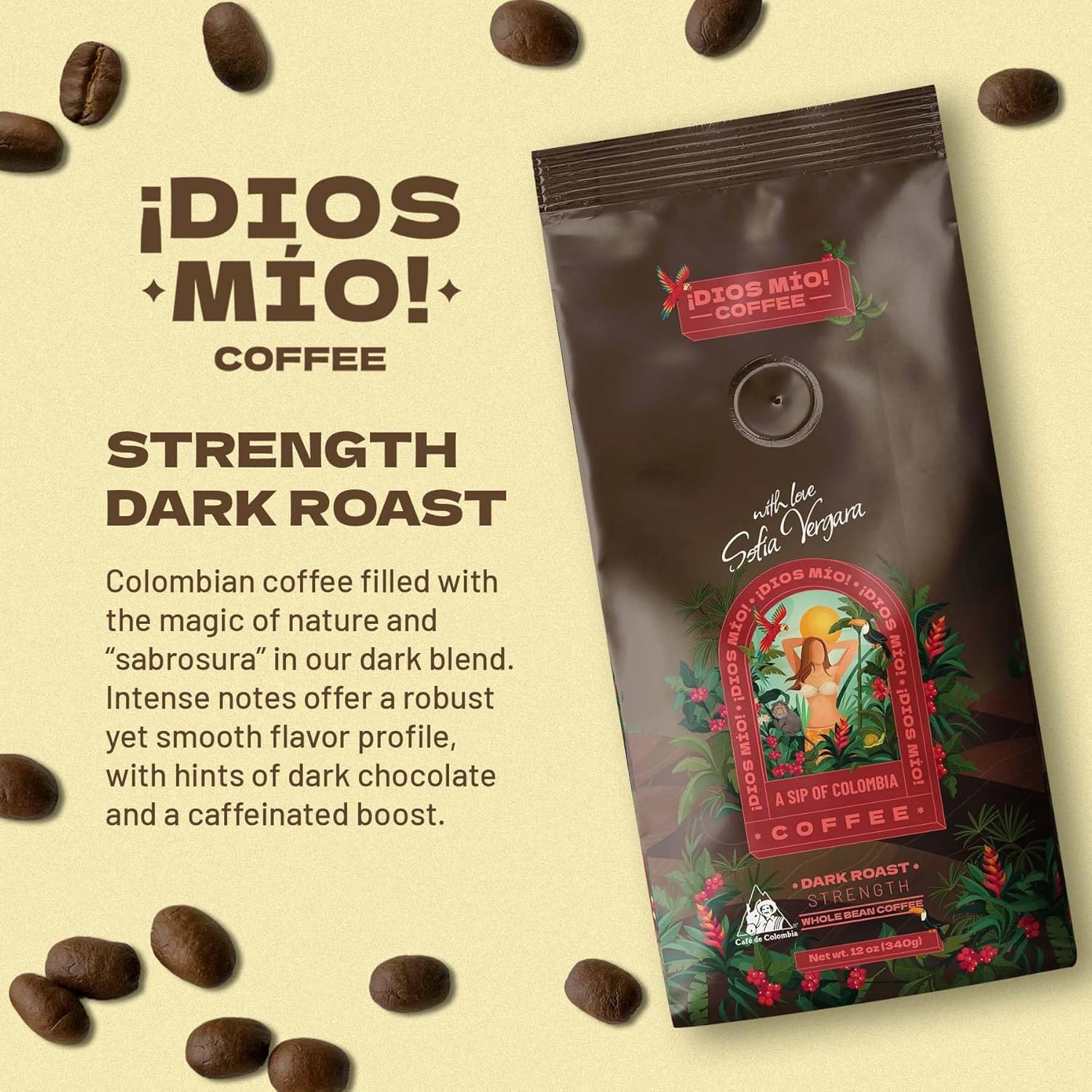 Dark Roast, Whole Bean, 12 Oz bag, Packx3