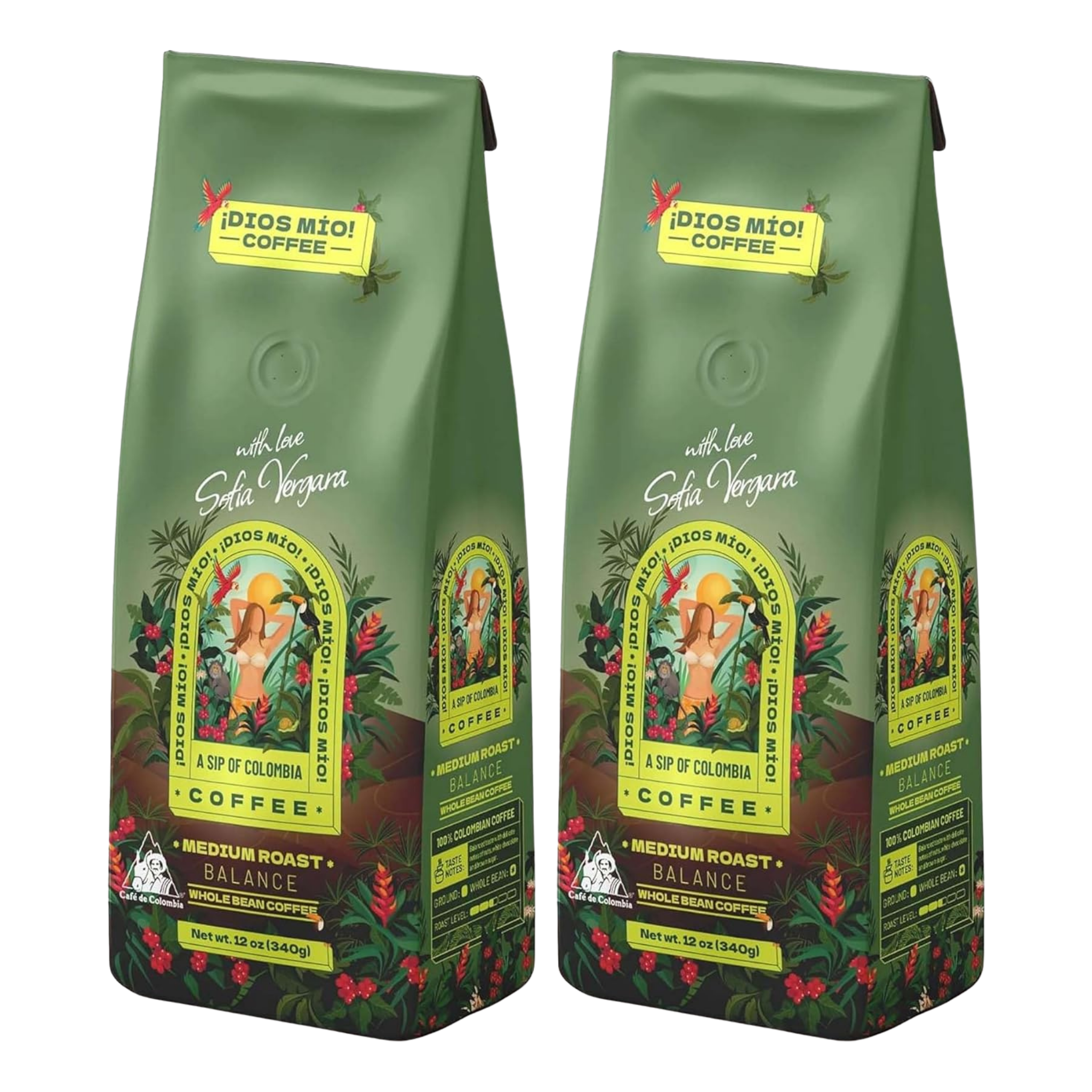 Medium Roast, Whole Bean, 12 Oz bag, Packx2