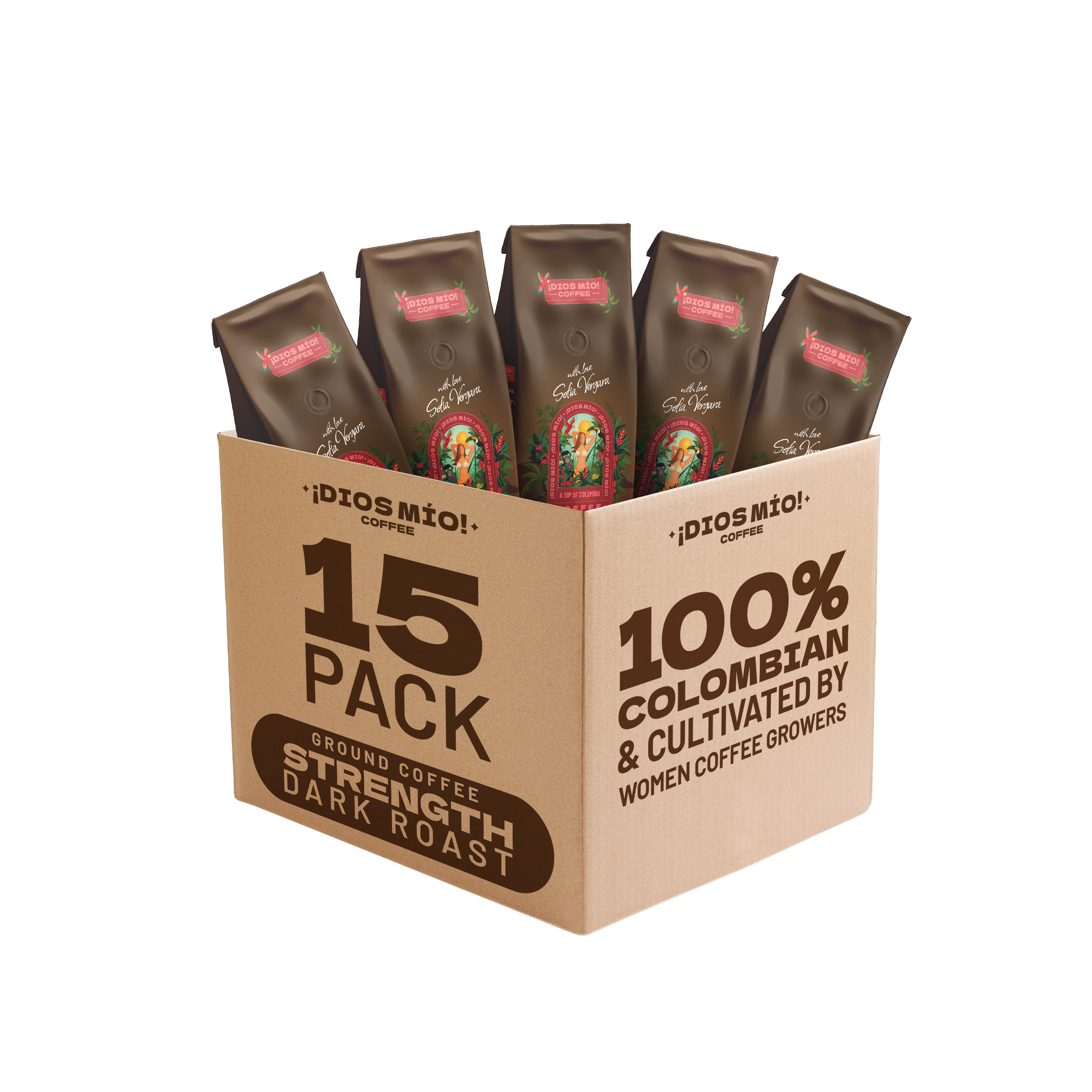 Dark Roast, Ground, 12 Oz bag, Pack x15