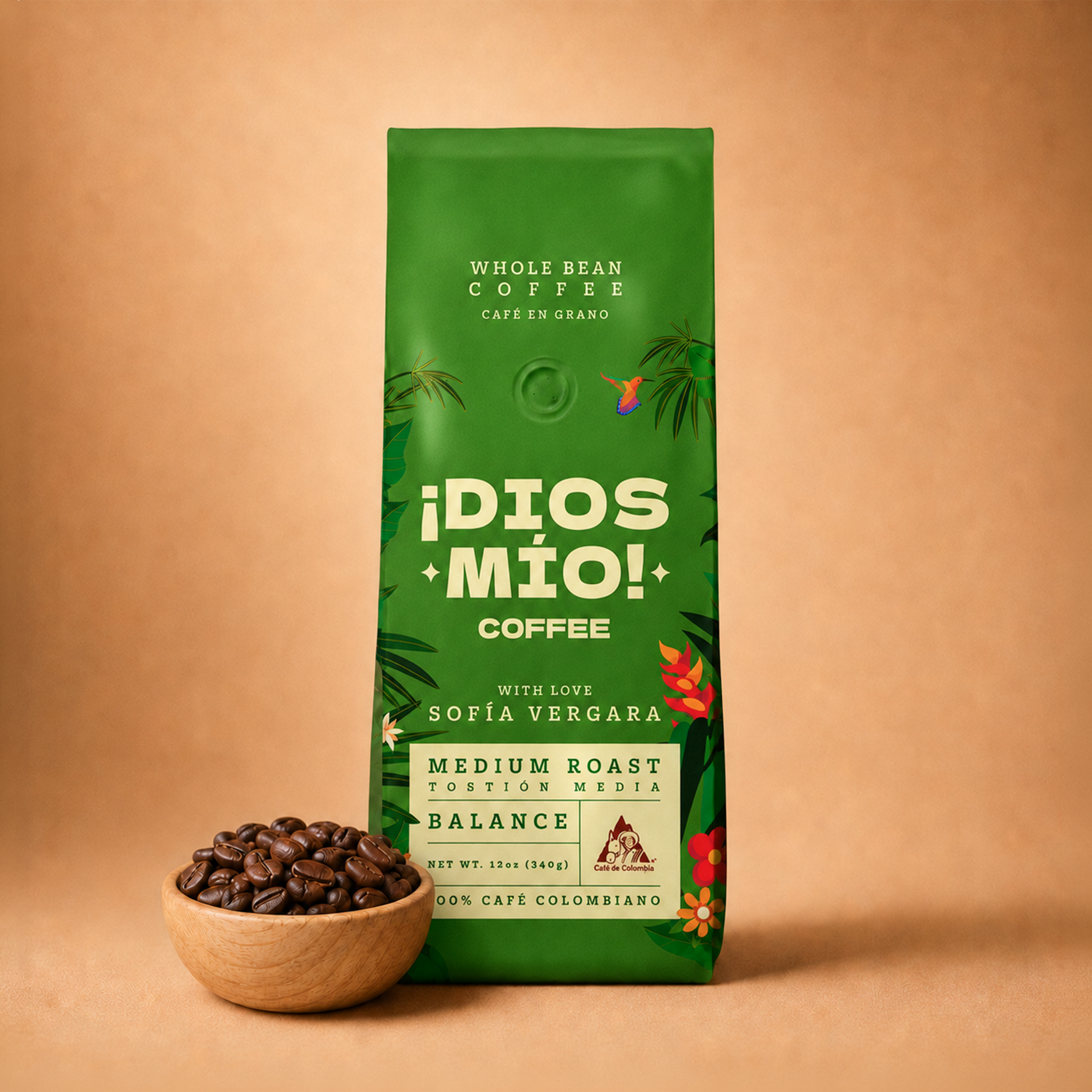 Medium Roast, Whole Bean, 12 Oz bag