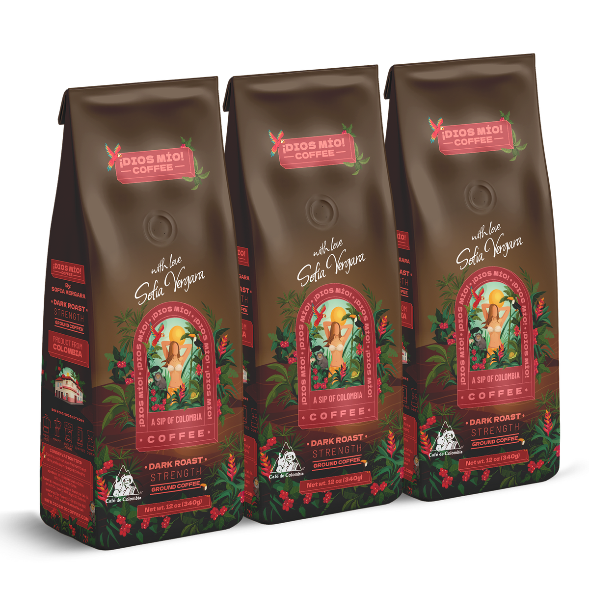 Dark Roast, Ground, 12 Oz bag, Packx3 Dark Roast, Ground, 12 Oz bag, Packx3