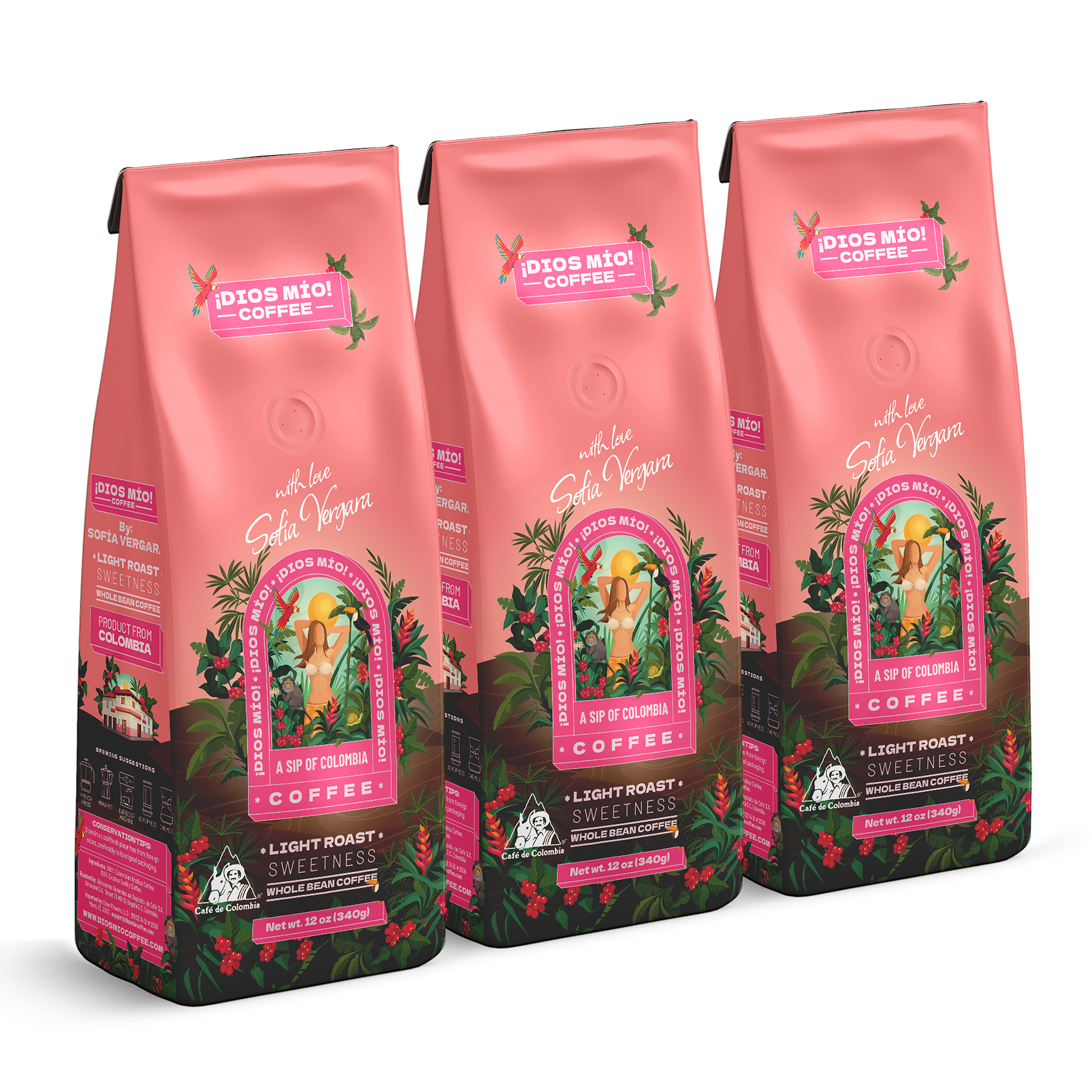 Light Roast, Whole Bean, 12 Oz bag, Packx3