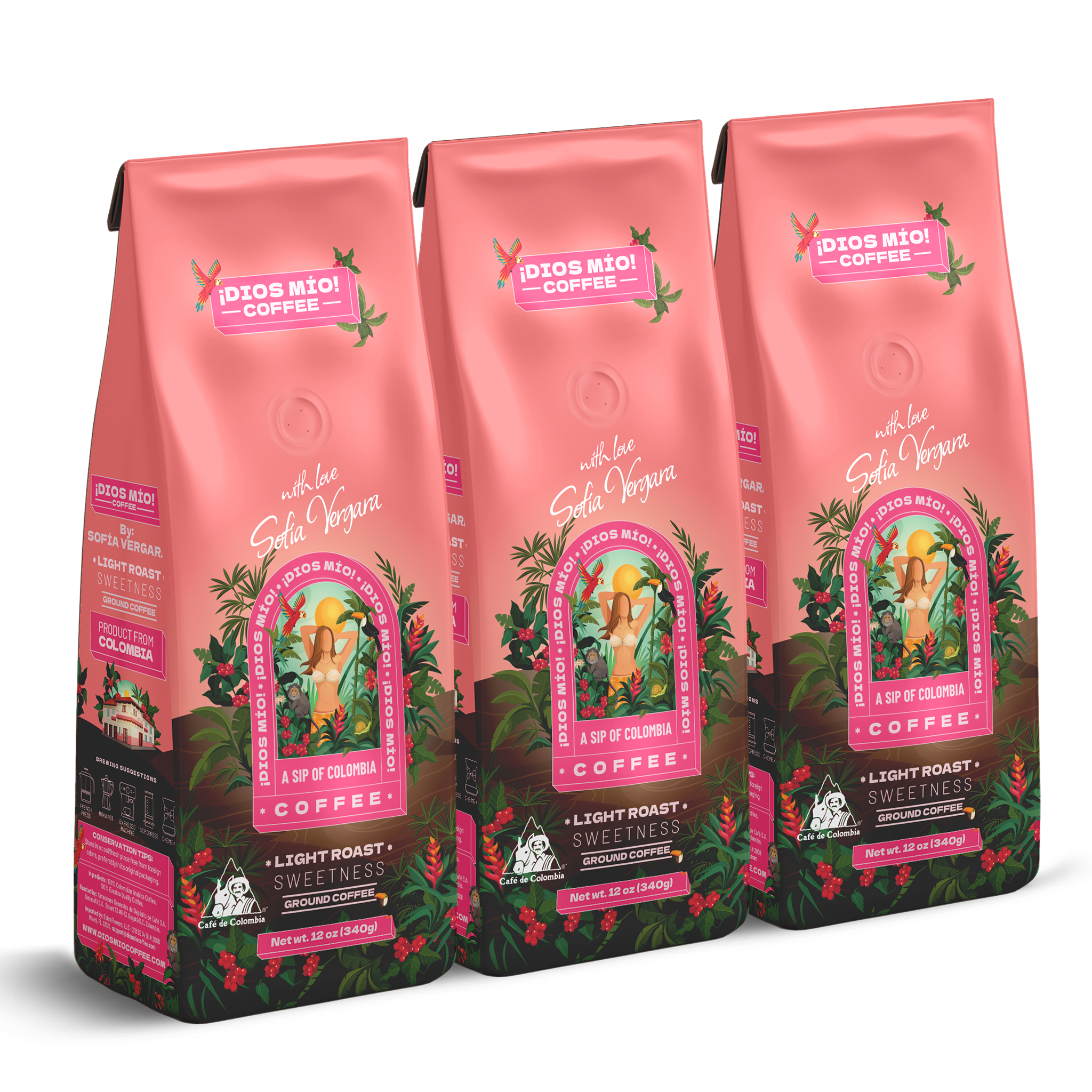 Light Roast, Ground, 12 Oz bag, Packx3