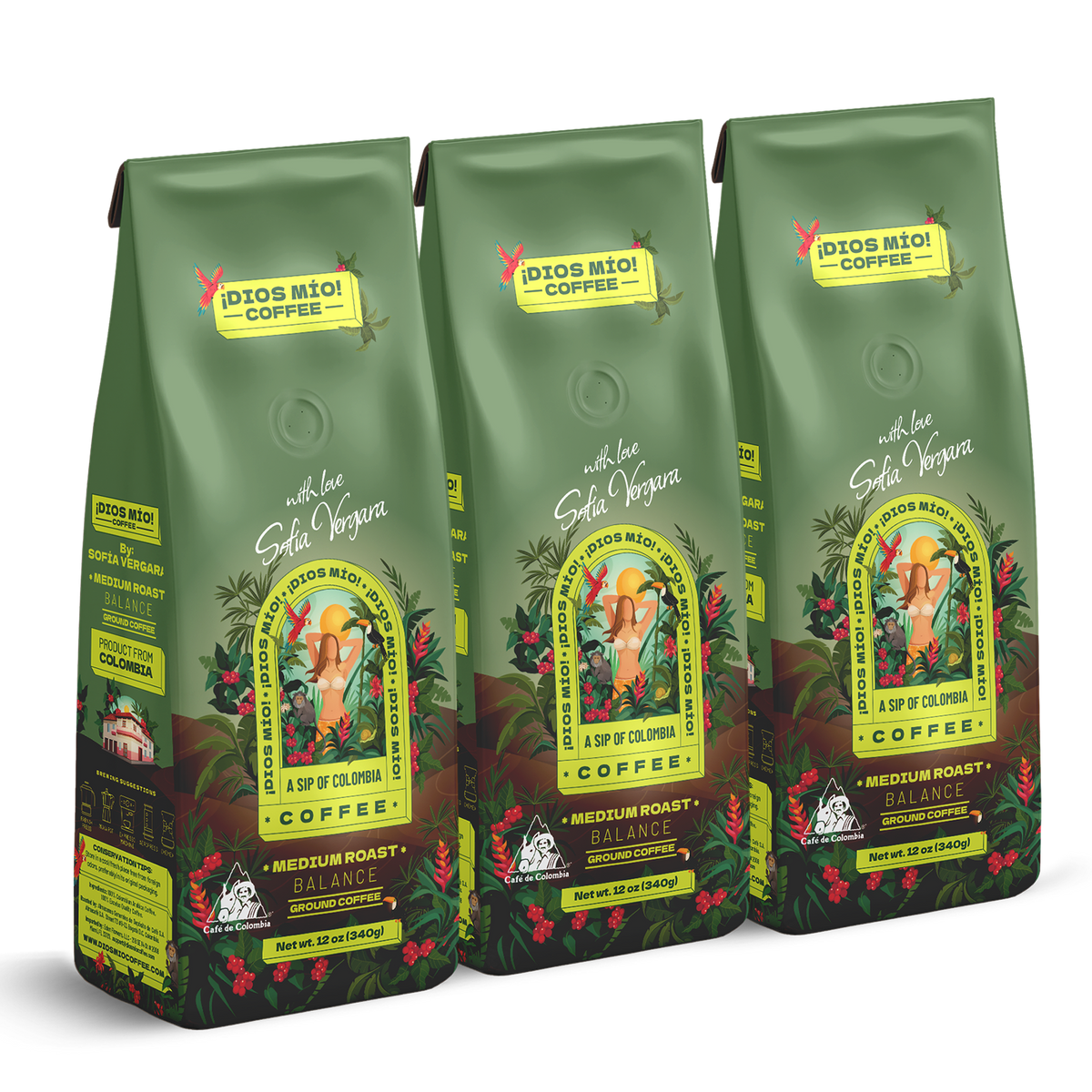Medium Roast, Ground, 12 Oz bag, Packx3