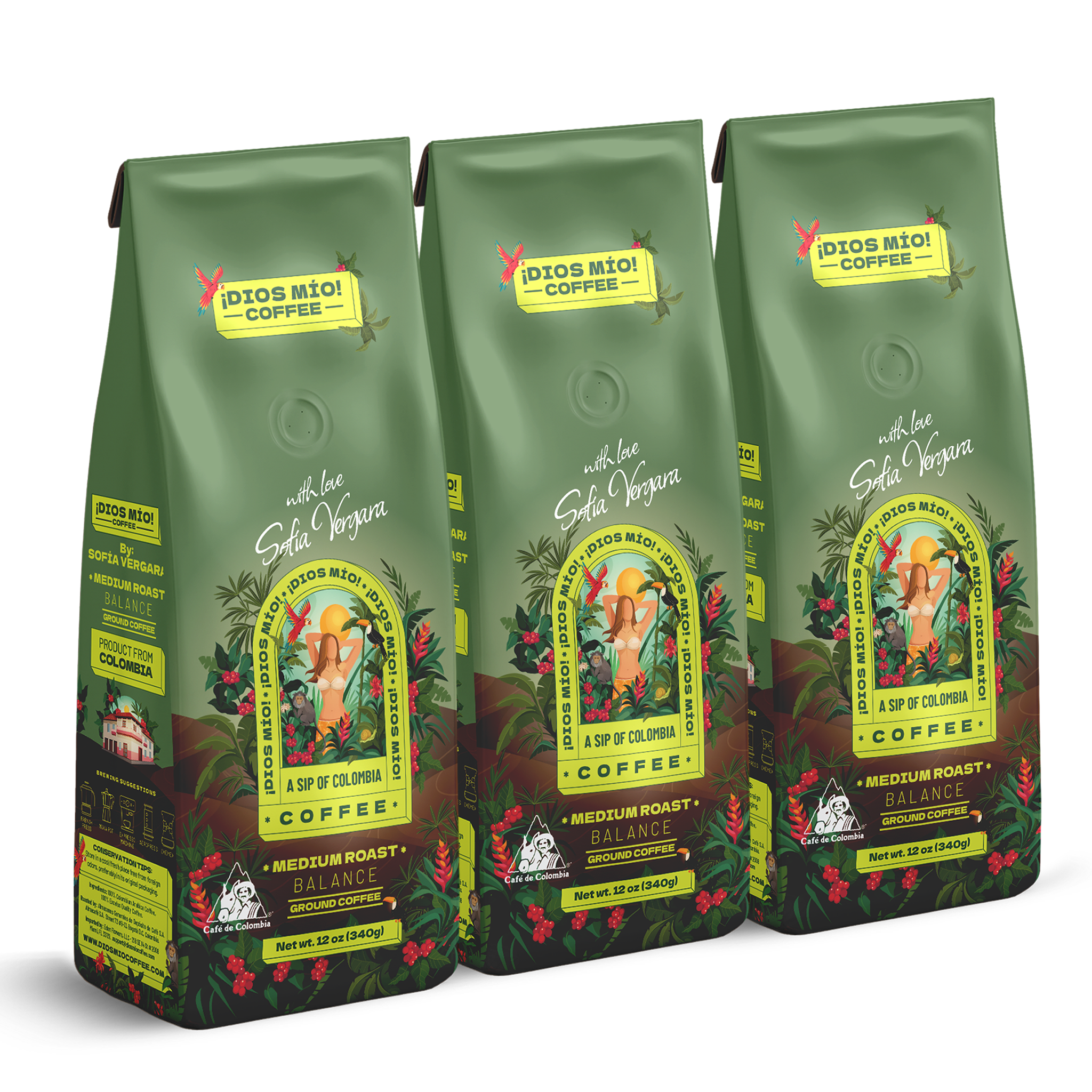 Medium Roast, Ground, 12 Oz bag, Packx3